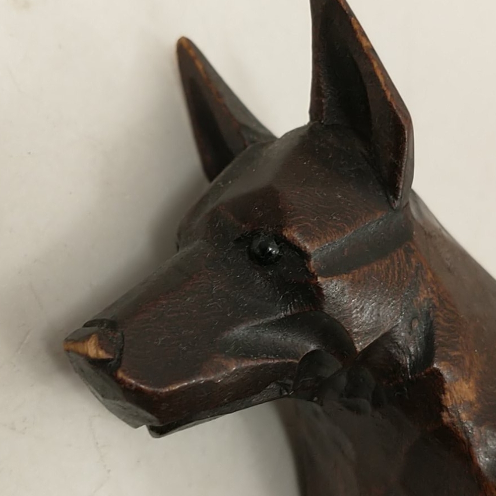 Vintage Dog Carved Wood Desk Cup Holder Handmade One of A Kind Hand Carved - Picture 8 of 10